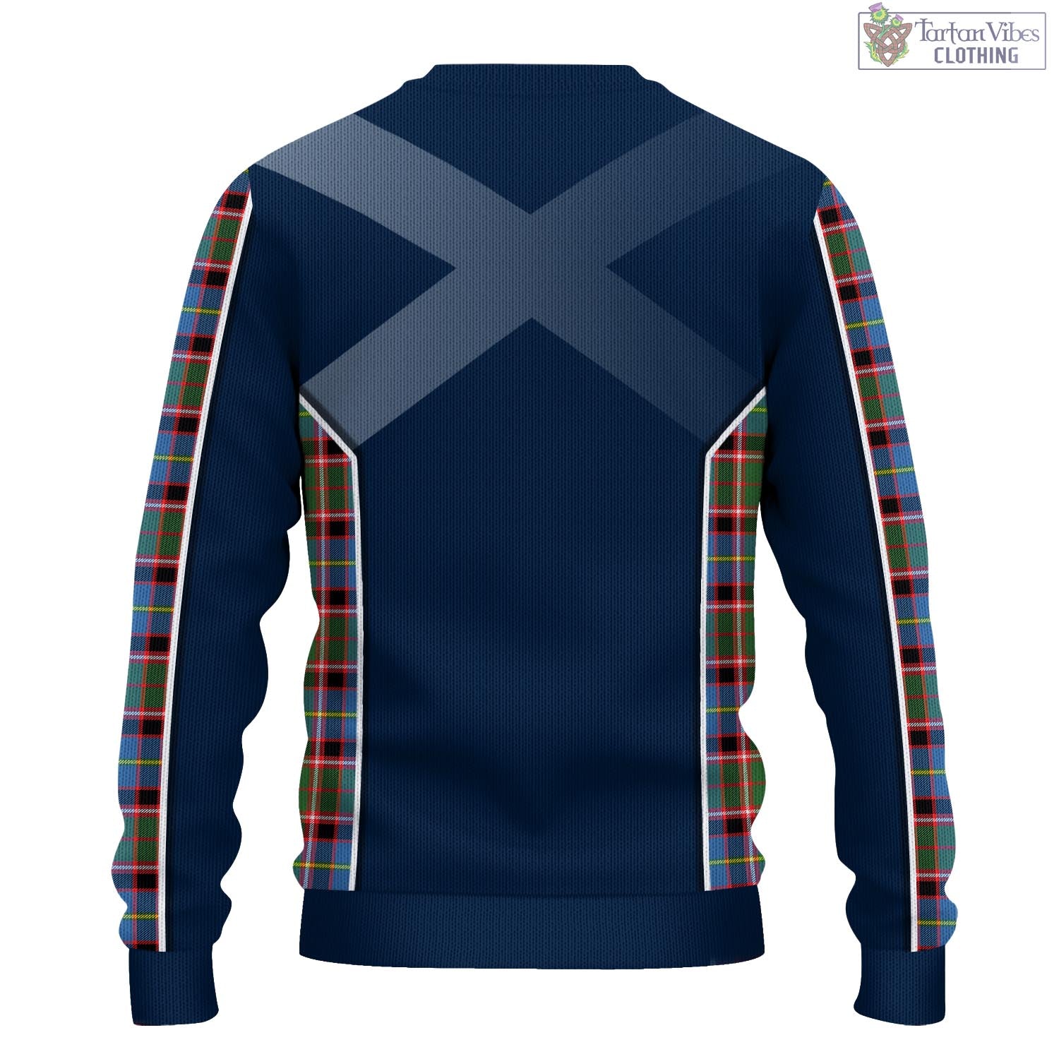 Glass Tartan Knitted Sweatshirt with Family Crest and Scottish Thistle Vibes Sport Style - Tartan Vibes Clothing