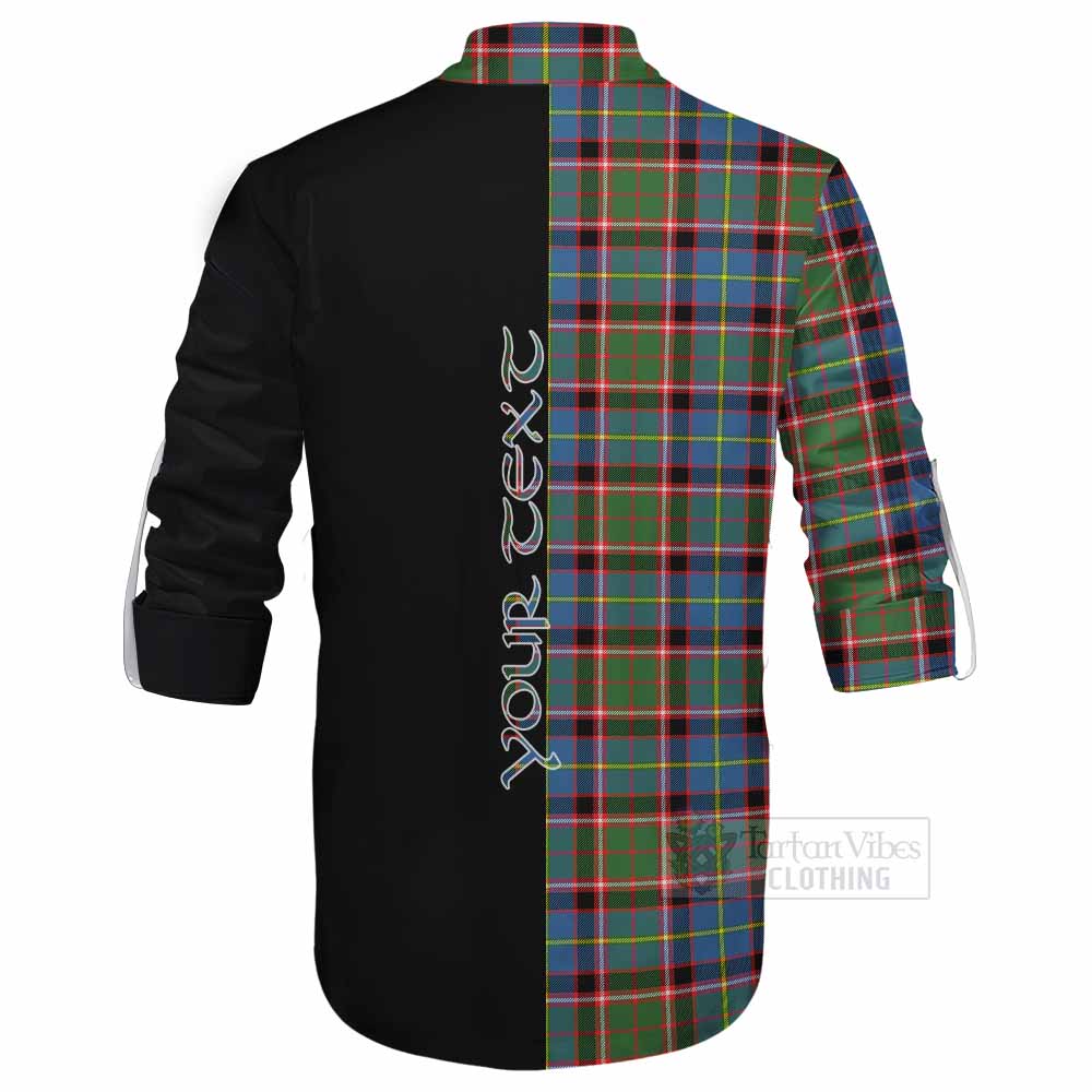 Tartan Vibes Clothing Glass Tartan Ghillie Kilt Shirt with Family Crest and Half Of Me Style