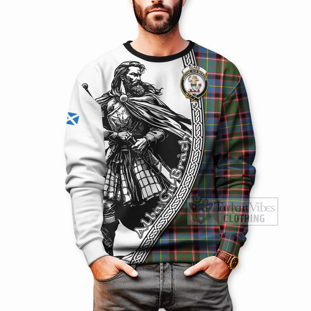 Glass Tartan Clan Crest Sweatshirt with Highlander Warrior Celtic Style - Tartan Vibes Clothing