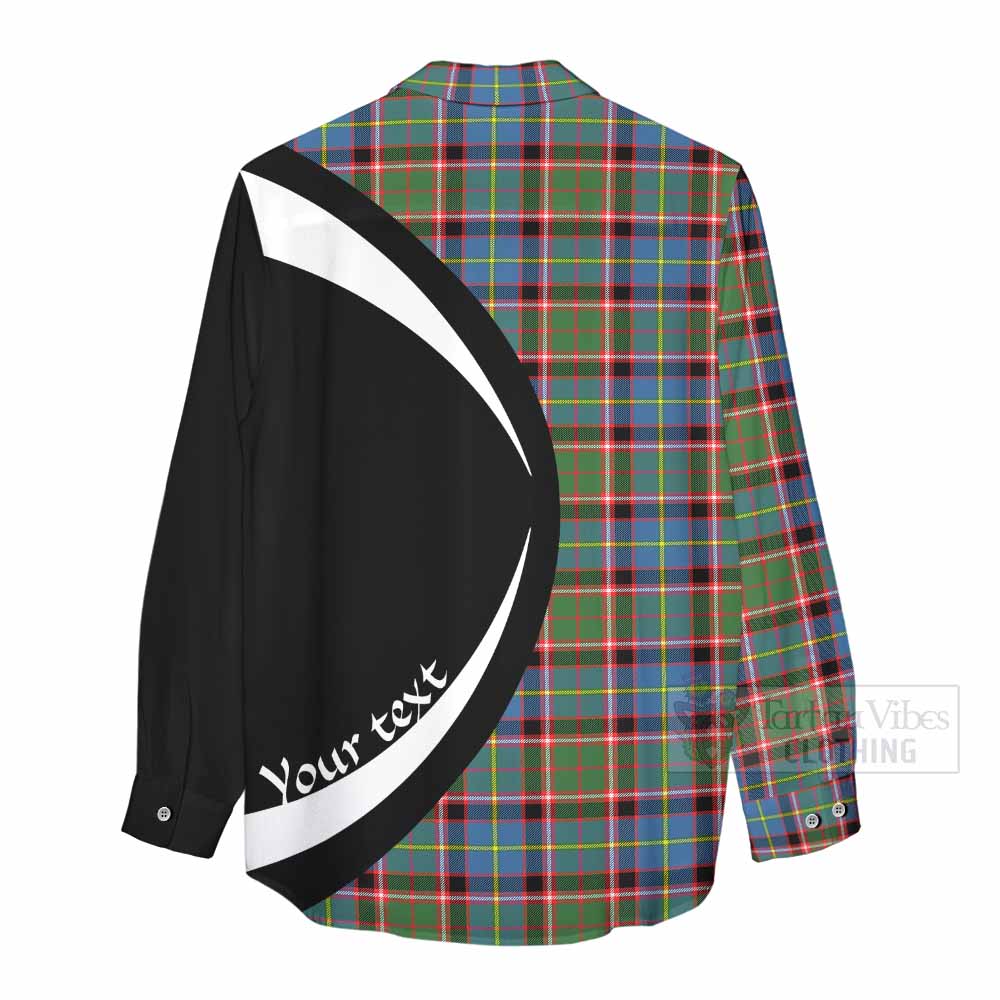 Tartan Vibes Clothing Glass Tartan Women's Casual Shirt with Family Crest Circle Style