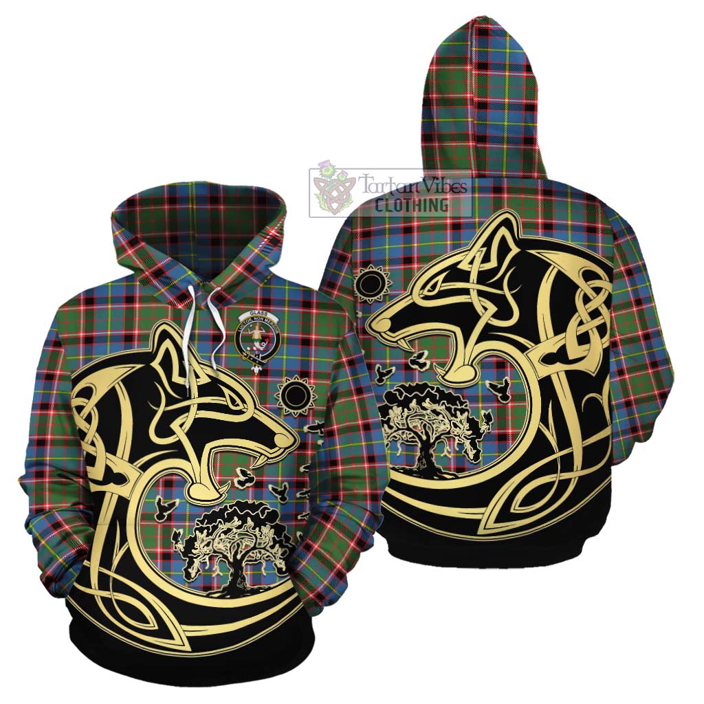 Glass Tartan Cotton Hoodie with Family Crest Celtic Wolf Style Zip Hoodie - Tartan Vibes Clothing