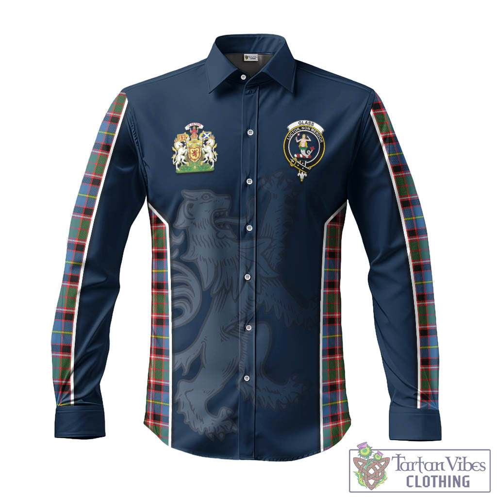 Tartan Vibes Clothing Glass Tartan Long Sleeve Button Up Shirt with Family Crest and Lion Rampant Vibes Sport Style