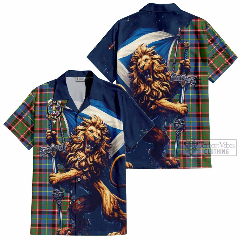 Glass Tartan Family Crest Hawaiian Shirt with Scottish Majestic Lion - Tartan Vibes Clothing