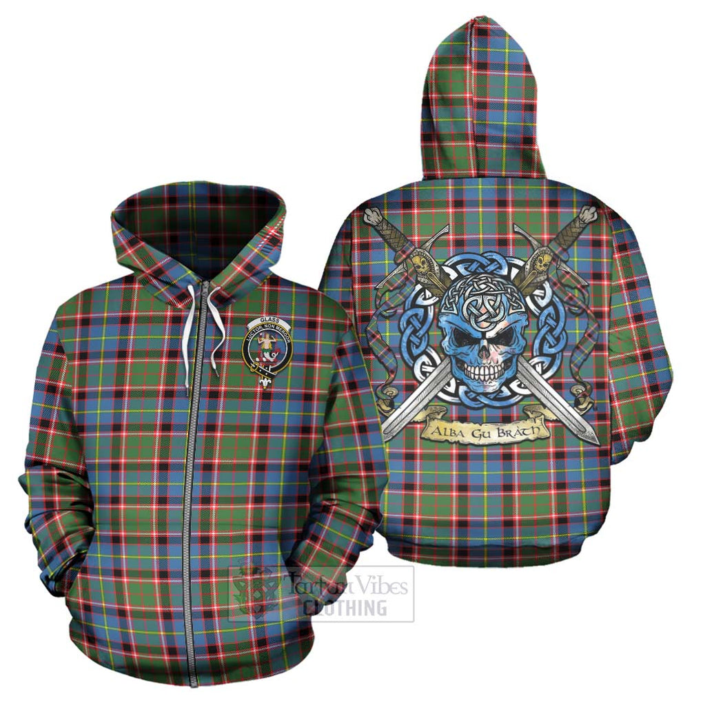 Glass Tartan Hoodie with Family Crest Celtic Skull Style - Tartan Vibes Clothing