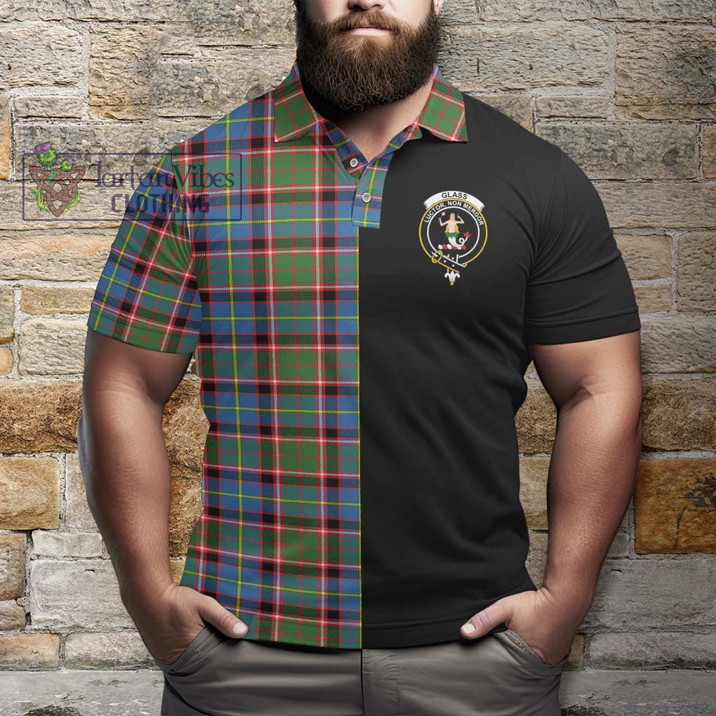 Glass Tartan Polo Shirt with Family Crest and Half Of Me Style - Tartanvibesclothing Shop