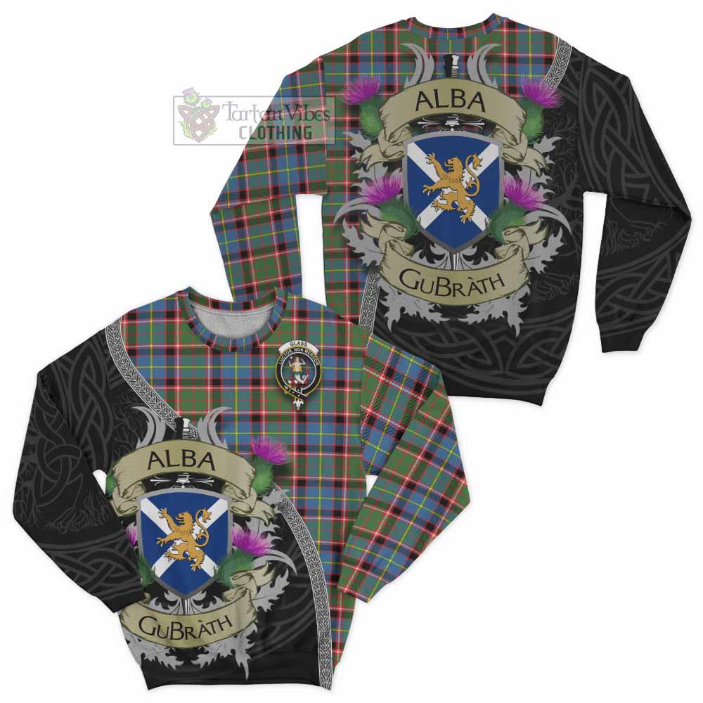 Glass Tartan Family Crest Sweatshirt Lion Rampant Royal Thistle Shield Celtic Inspired - Tartan Vibes Clothing