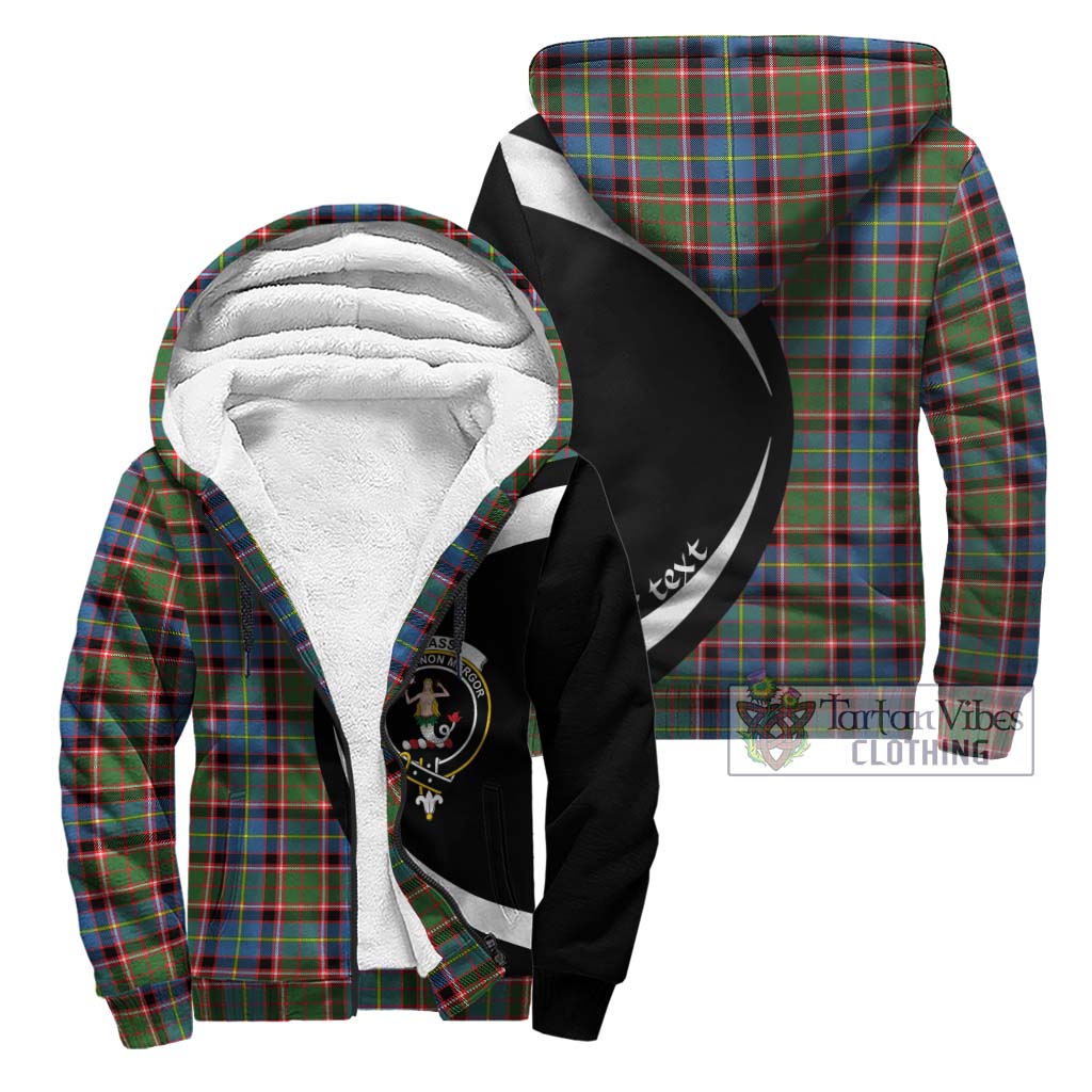 Glass Tartan Sherpa Hoodie with Family Crest Circle Style Unisex - Tartan Vibes Clothing