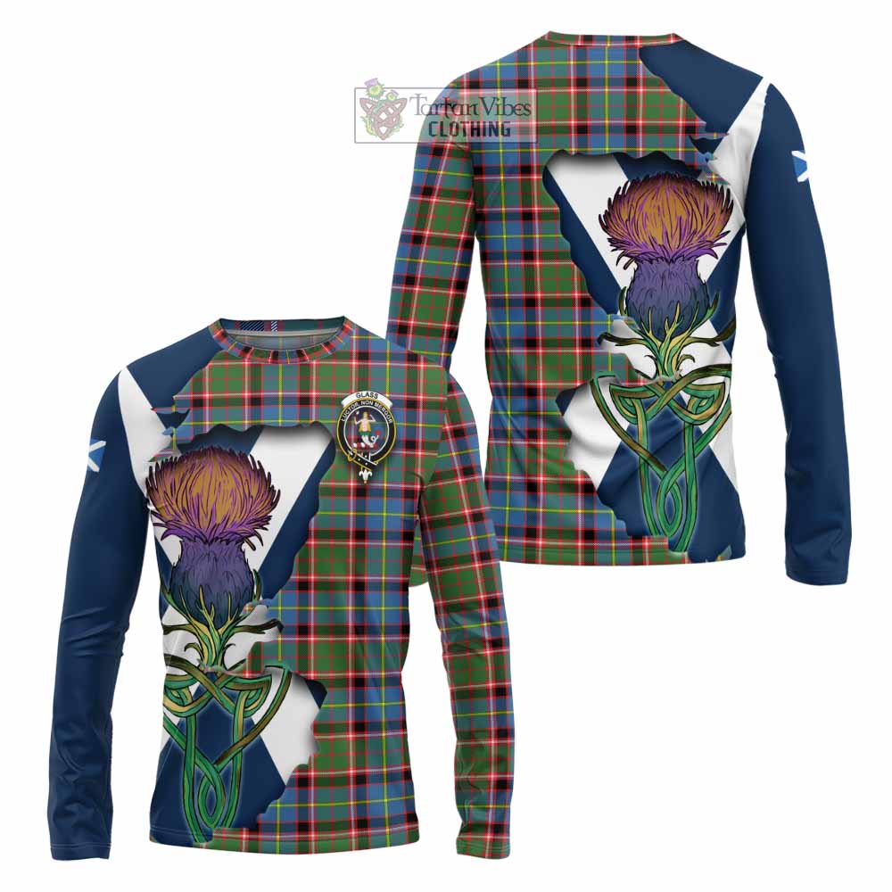 Glass Tartan Family Crest Long Sleeve T-Shirt Scottish Thistle Celtic Inspired - Tartan Vibes Clothing