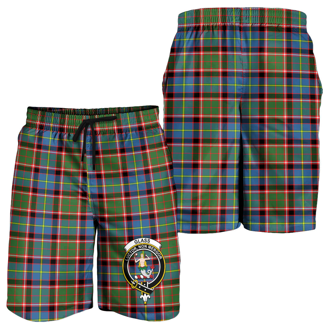 Glass Tartan Mens Shorts with Family Crest - Tartan Vibes Clothing