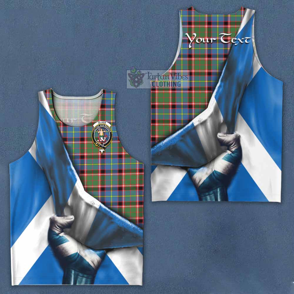 Tartan Vibes Clothing Glass Tartan Men's Tank Top with Family Crest Scotland Patriotic Style