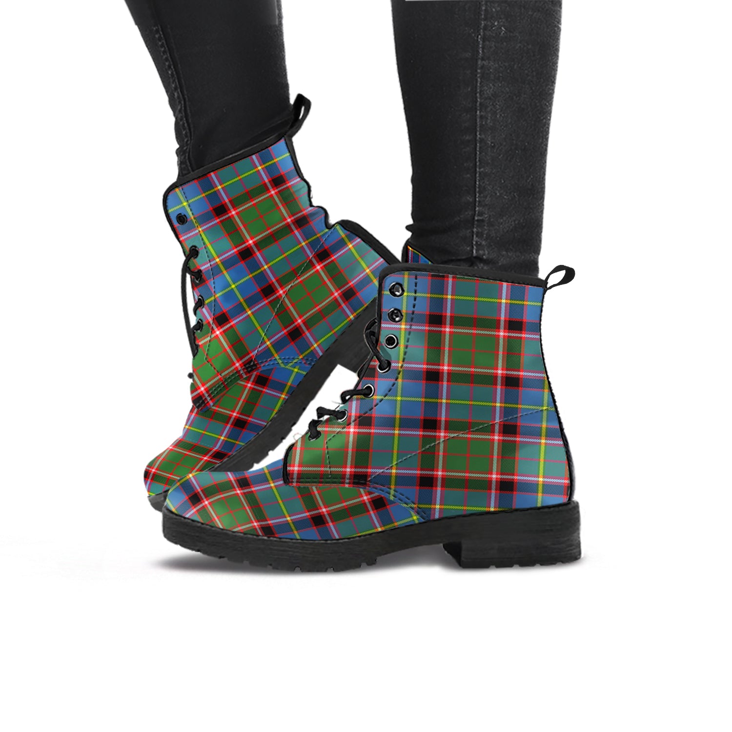 Glass Tartan Leather Boots - Tartan Vibes Clothing