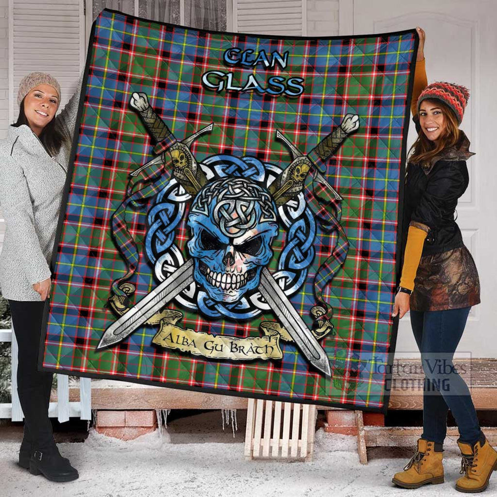 Glass Tartan Quilt with Celtic Skull Alba Gu Brath Style - Tartan Vibes Clothing