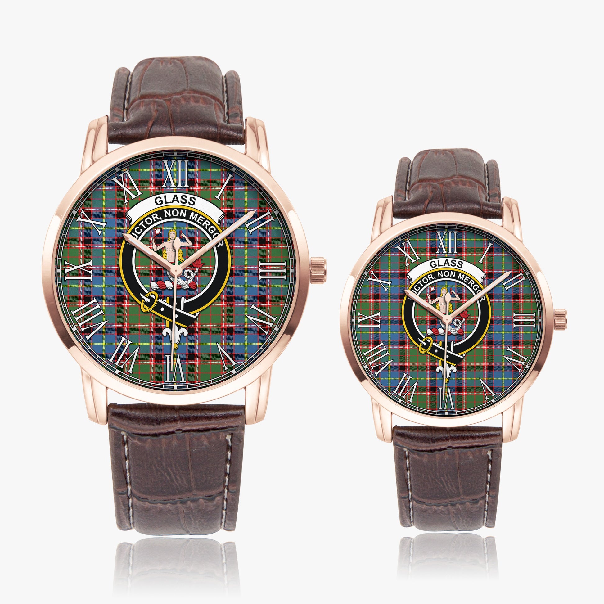 Glass Tartan Family Crest Leather Strap Quartz Watch - Tartan Vibes Clothing