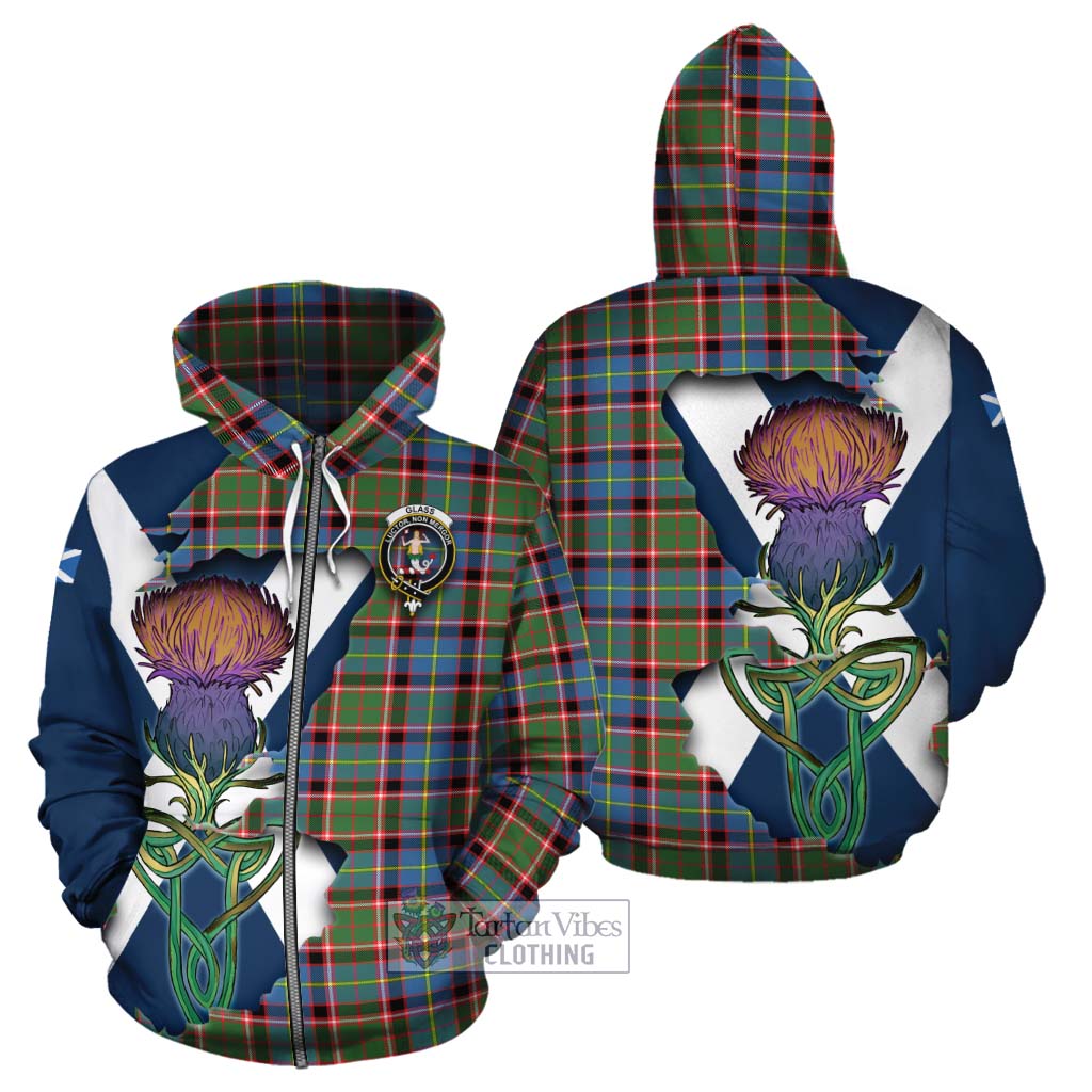 Tartan Vibes Clothing Glass Tartan Family Crest Cotton Hoodie Scottish Thistle Celtic Inspired
