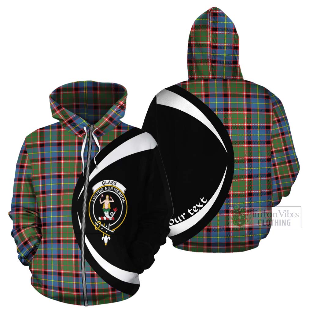 Glass Tartan Cotton Hoodie with Family Crest Circle Style - Tartan Vibes Clothing