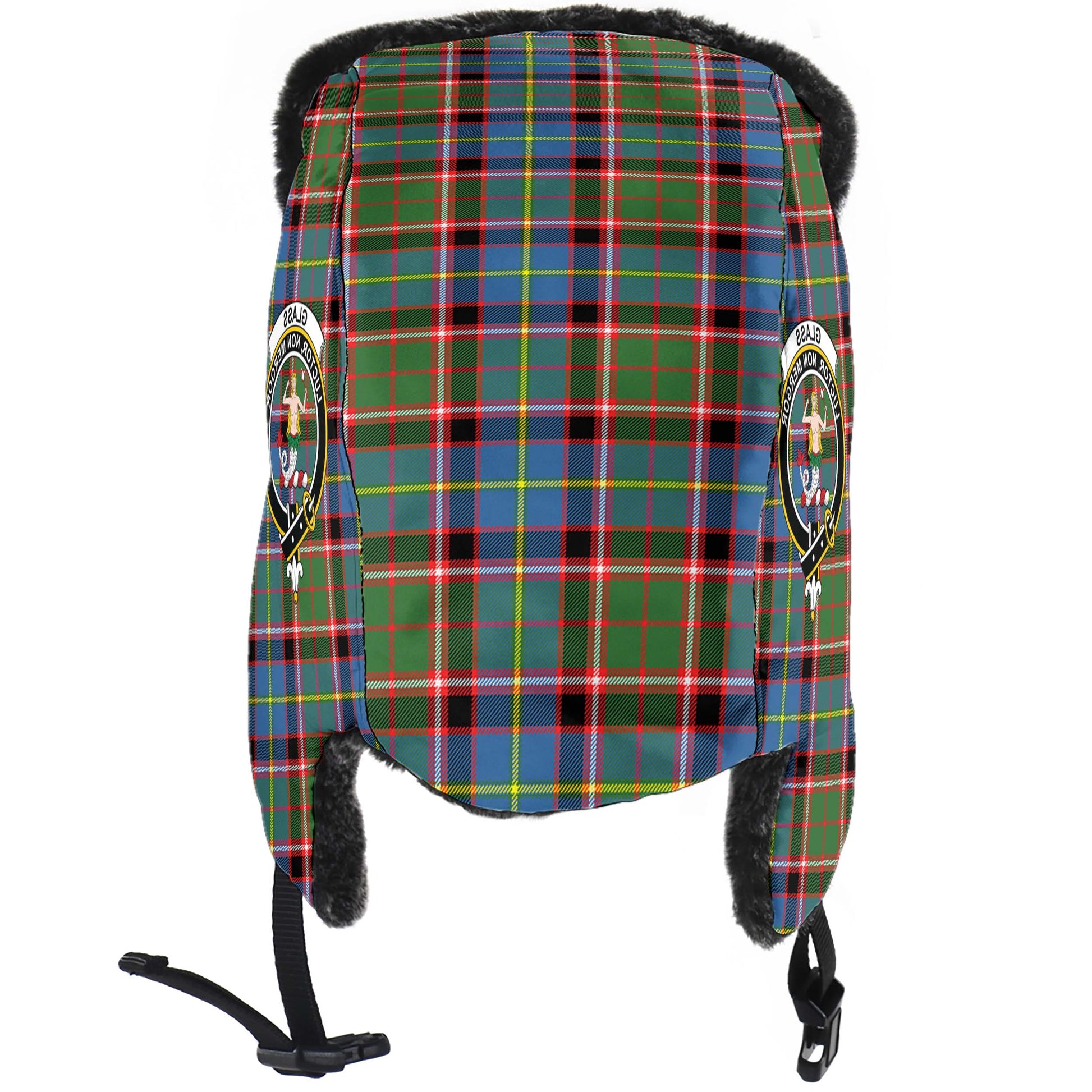 Glass Tartan Winter Trapper Hat with Family Crest - Tartan Vibes Clothing