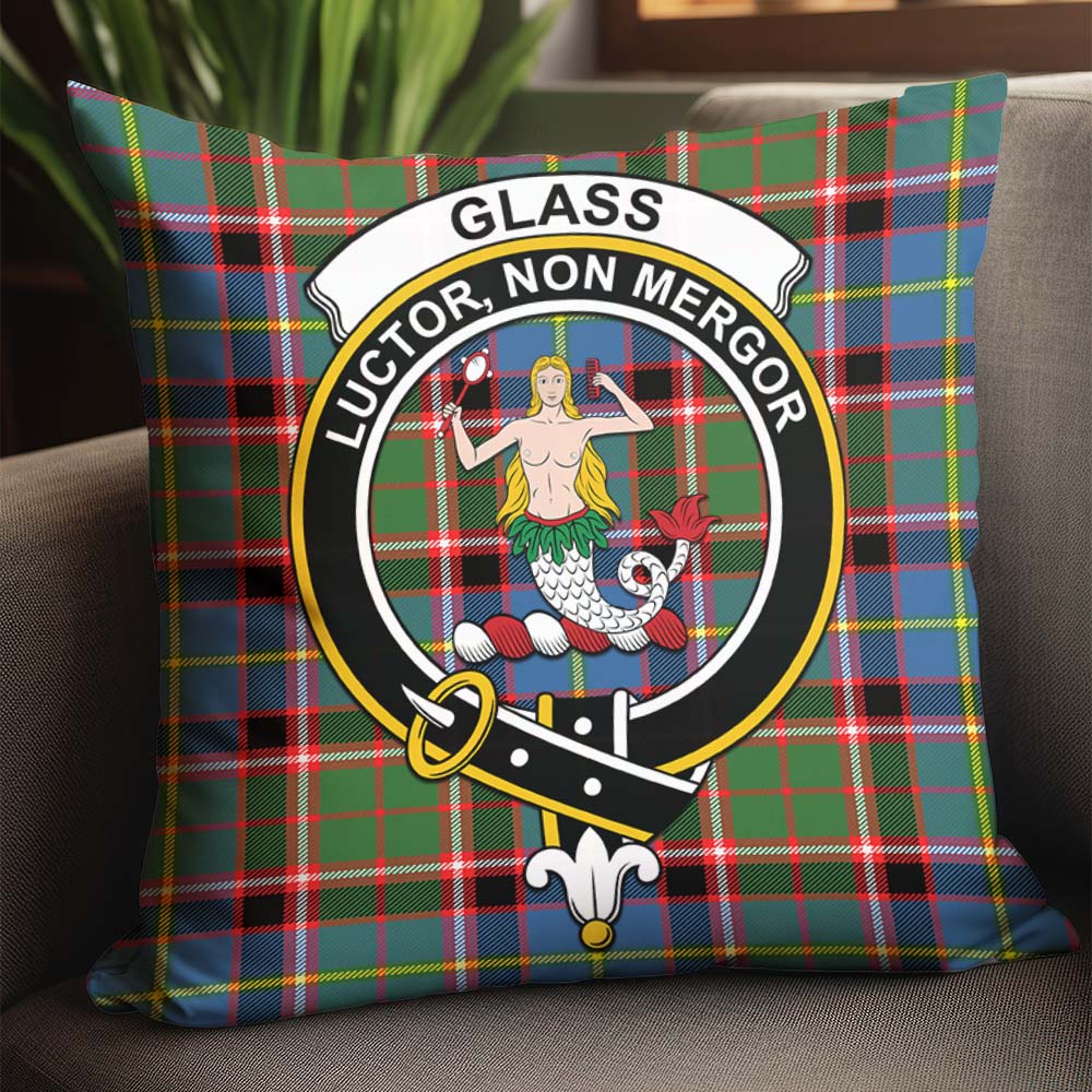Glass Tartan Pillow Cover with Family Crest - Tartan Vibes Clothing