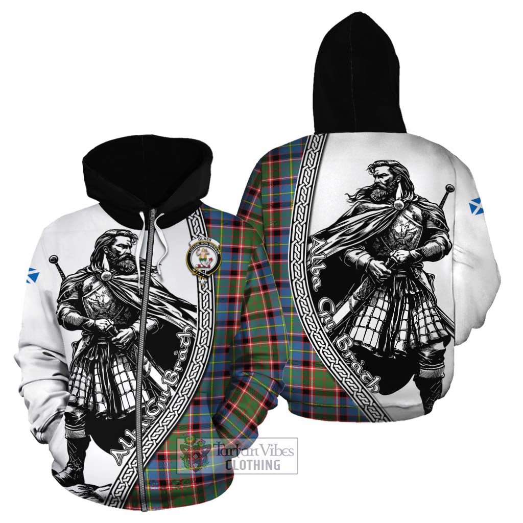 Glass Tartan Clan Crest Cotton Hoodie with Highlander Warrior Celtic Style - Tartan Vibes Clothing