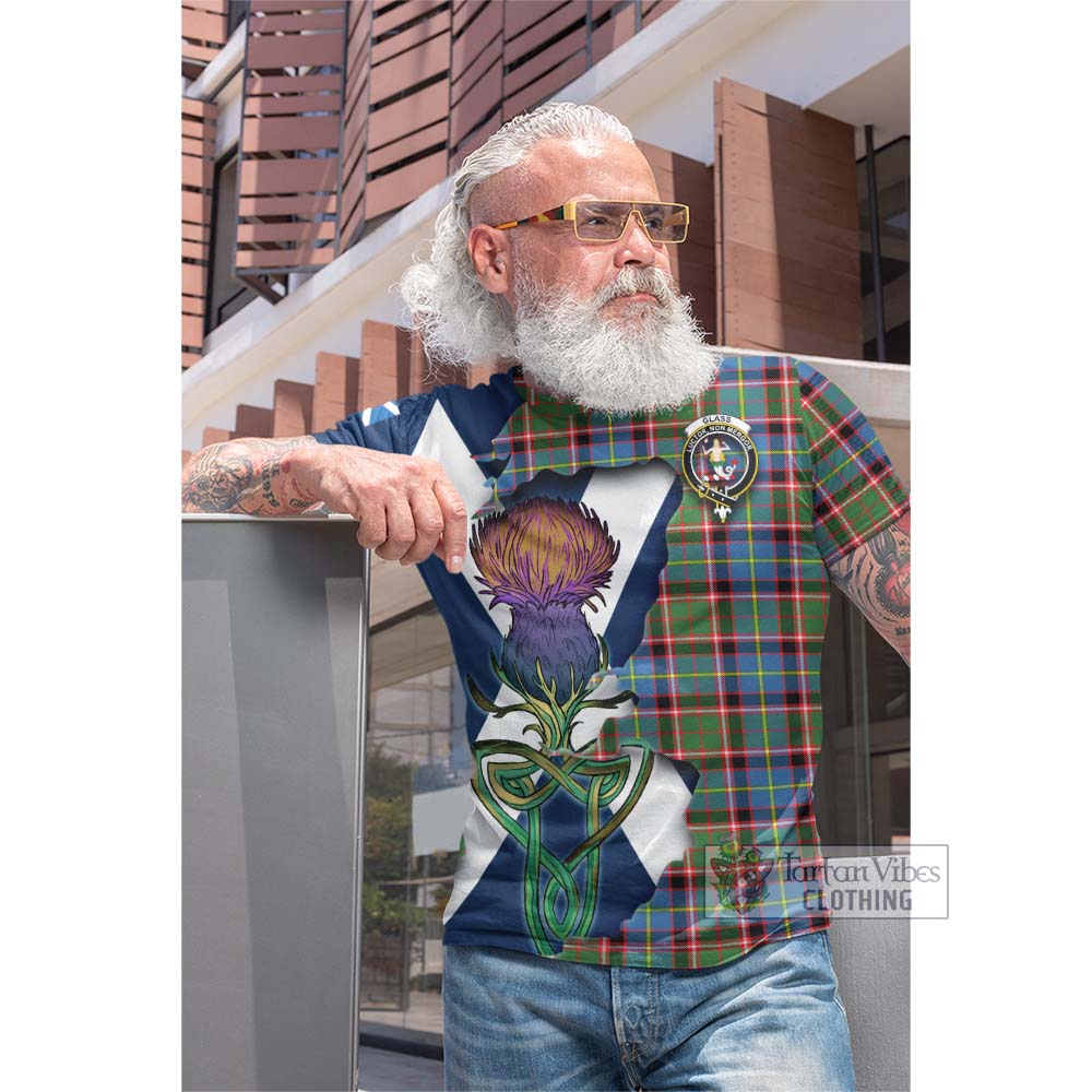 Tartan Vibes Clothing Glass Tartan Family Crest Cotton T-shirt Scottish Thistle Celtic Inspired