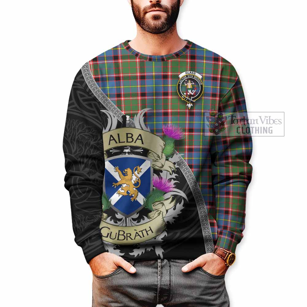 Glass Tartan Family Crest Sweatshirt Lion Rampant Royal Thistle Shield Celtic Inspired - Tartan Vibes Clothing