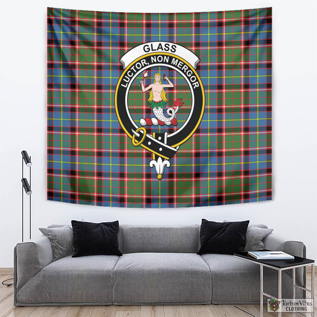 Glass Tartan Tapestry Wall Hanging and Home Decor for Room with Family Crest - Tartan Vibes Clothing