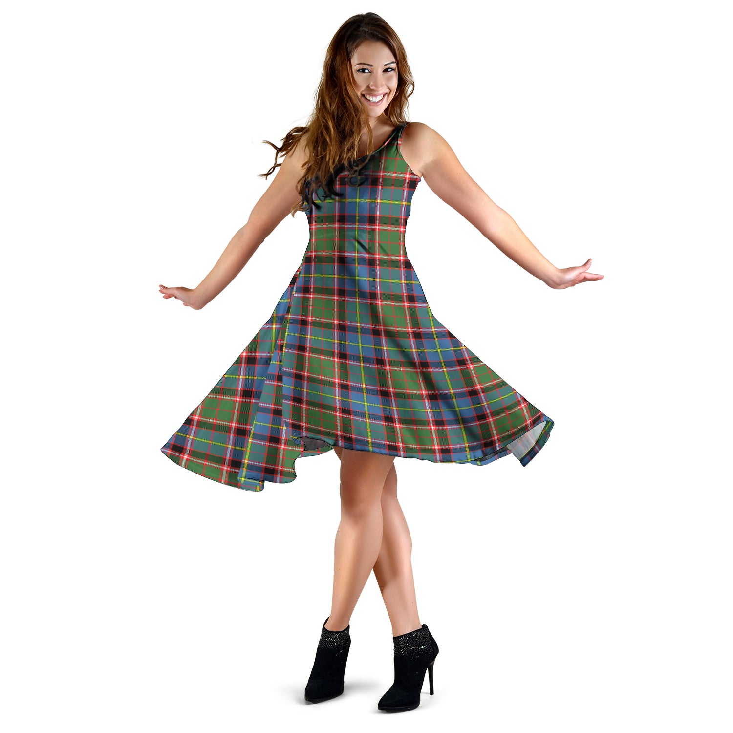 Glass Tartan Sleeveless Midi Womens Dress - Tartan Vibes Clothing