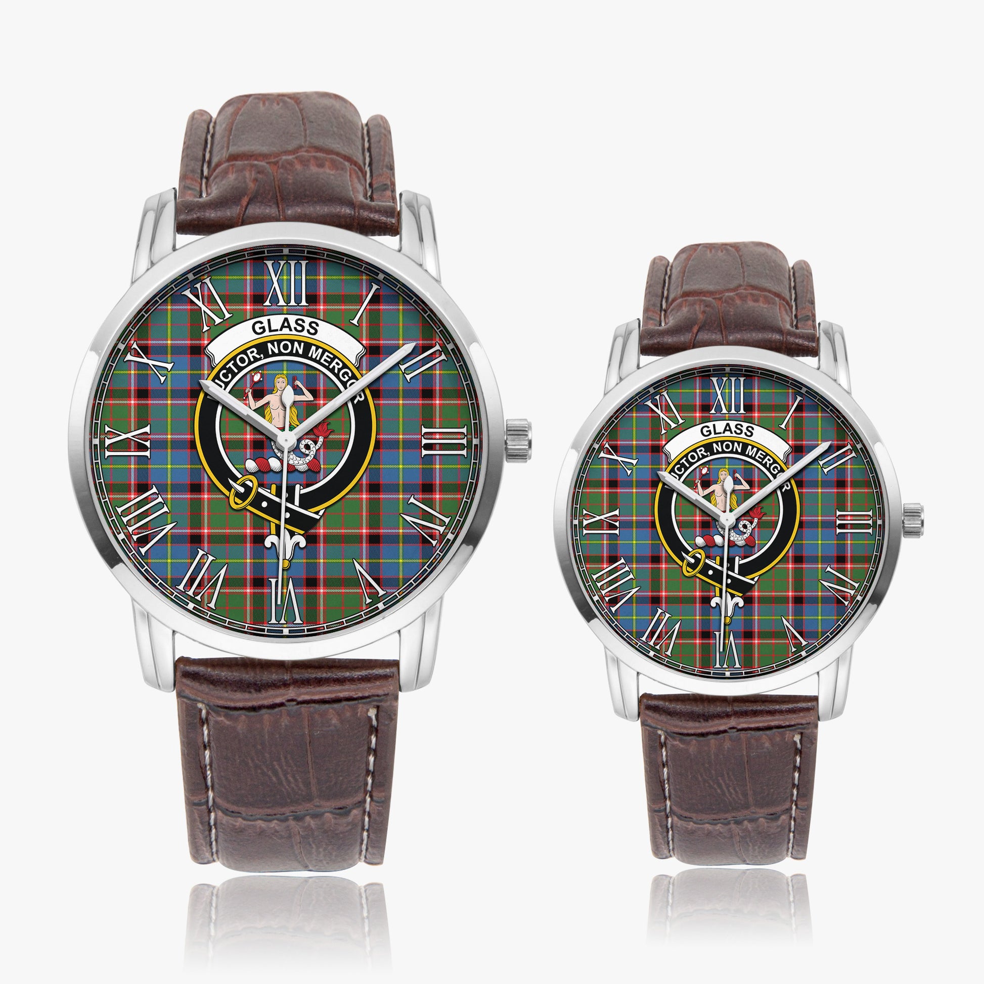 Glass Tartan Family Crest Leather Strap Quartz Watch - Tartan Vibes Clothing