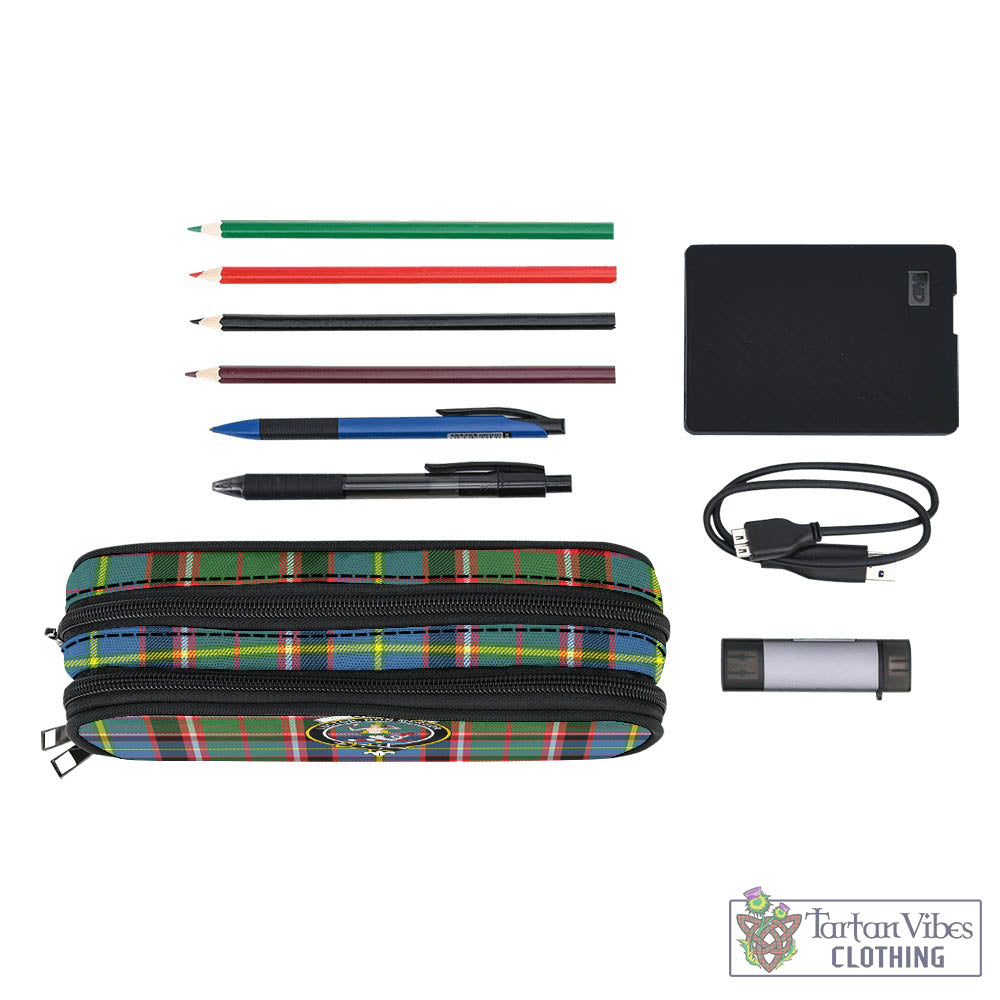 Glass Tartan Pen and Pencil Case with Family Crest - Tartan Vibes Clothing