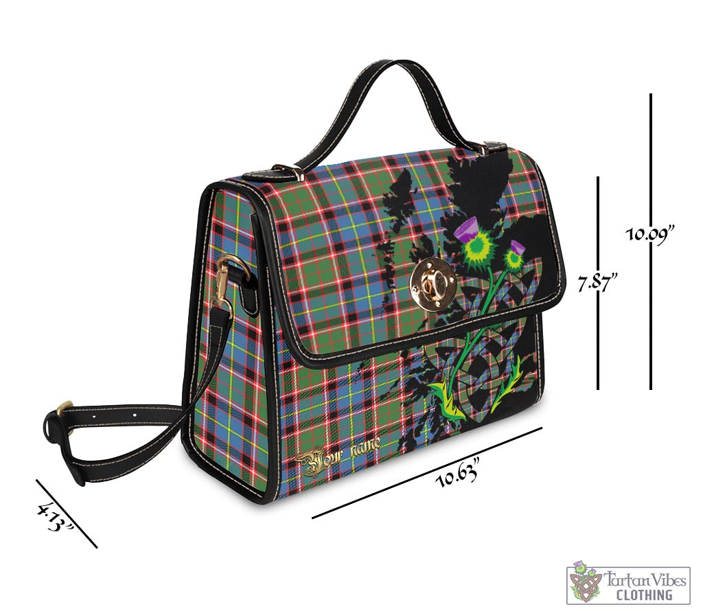 Tartan Vibes Clothing Glass Tartan Waterproof Canvas Bag with Scotland Map and Thistle Celtic Accents