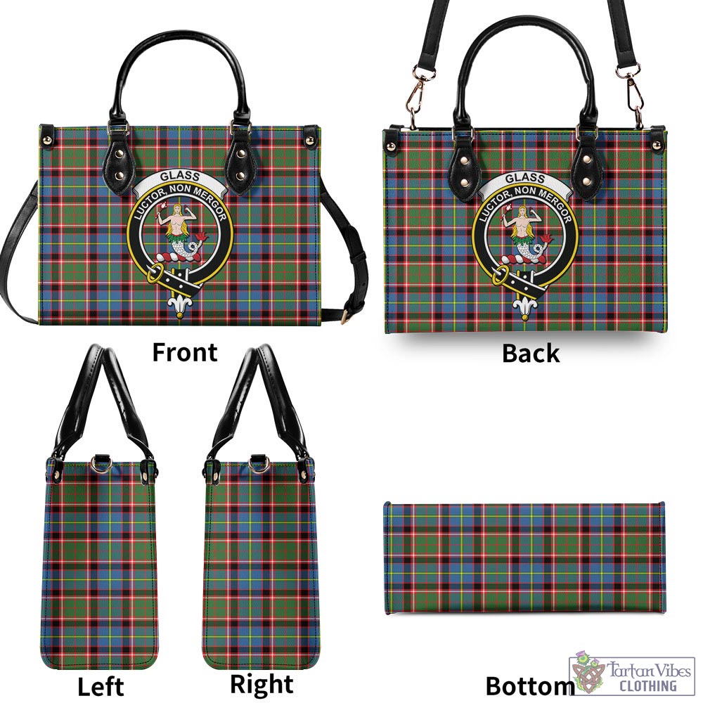 Glass Tartan Luxury Leather Handbags with Family Crest - Tartan Vibes Clothing