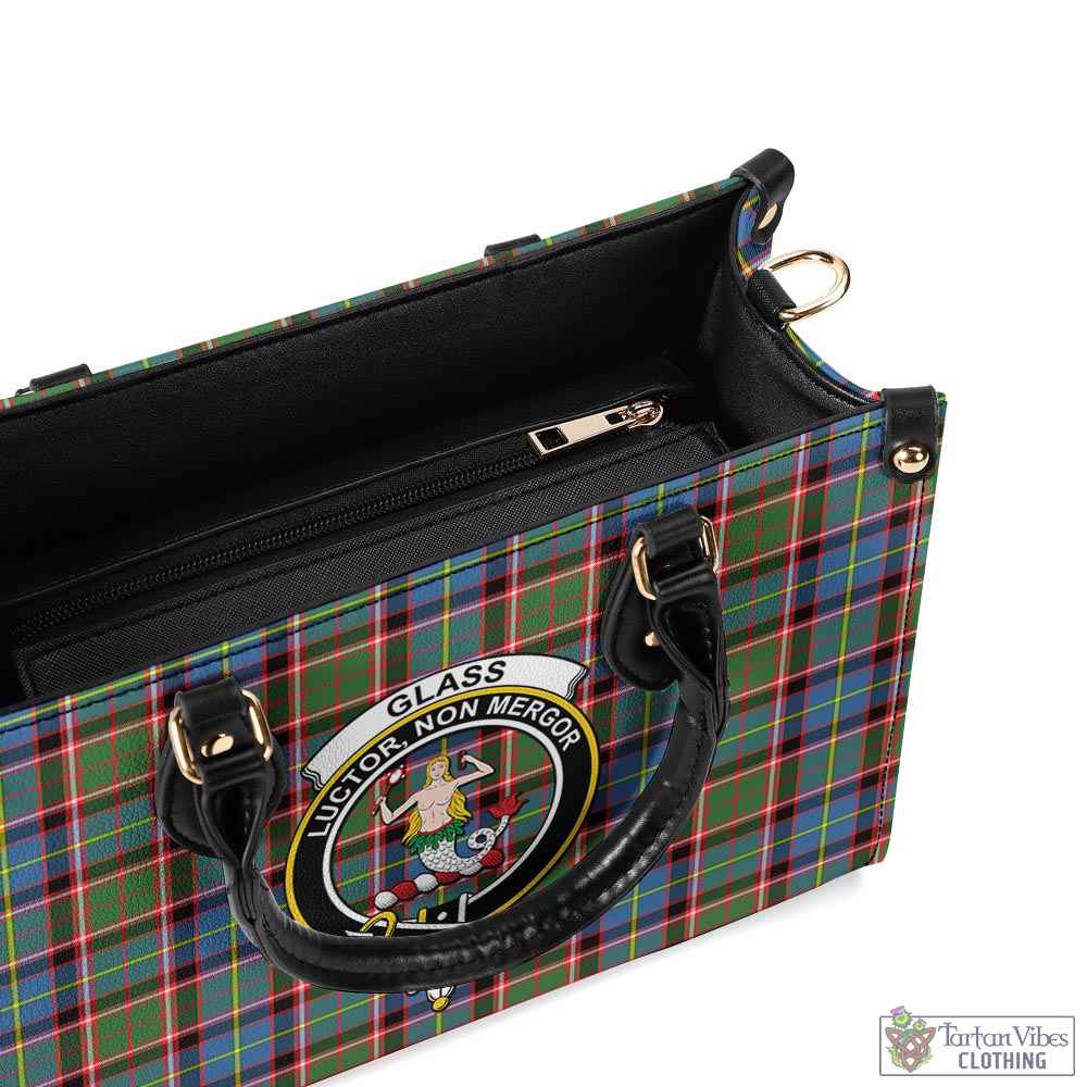 Glass Tartan Luxury Leather Handbags with Family Crest - Tartan Vibes Clothing
