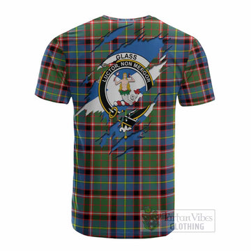 Glass Clan Crest In Me Tartan Cotton T-shirt Scotland Flag Style
