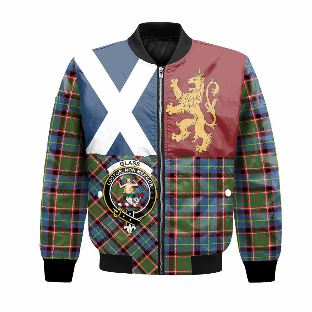 Glass Crest Tartan Bomber Jacket with Lion Rampant Saltire Style