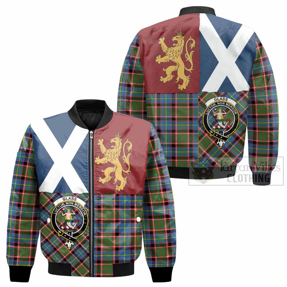 Glass Crest Tartan Bomber Jacket with Lion Rampant Saltire Style