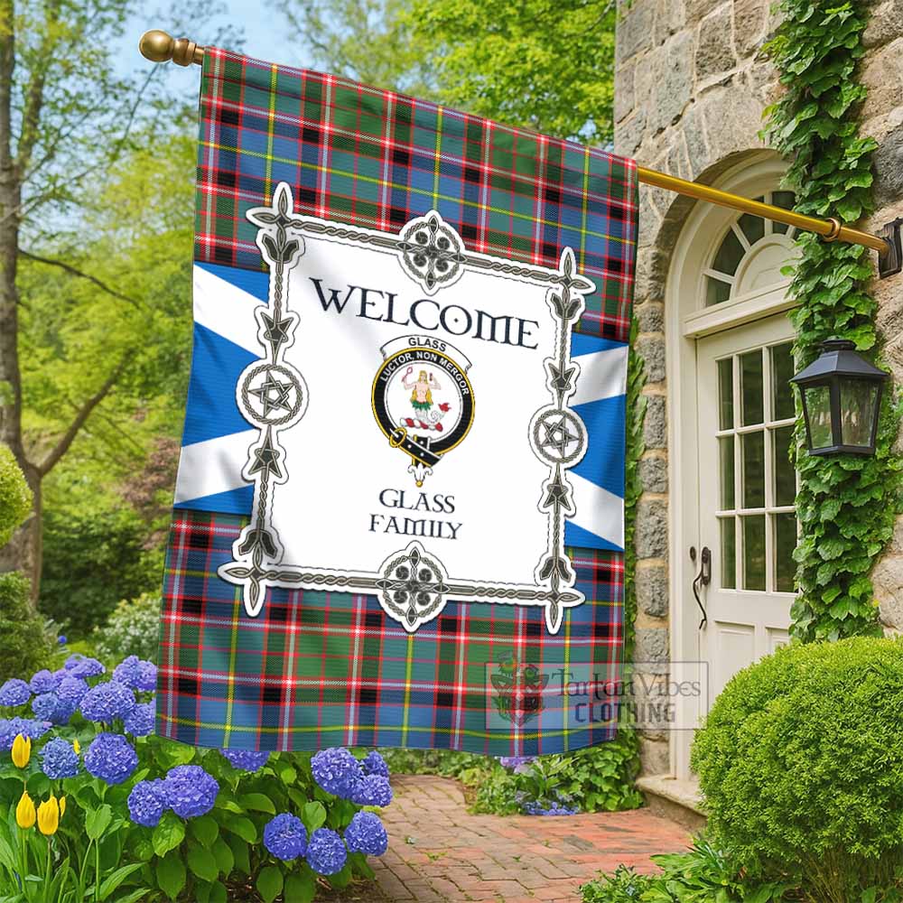 Glass Family Crest Tartan Welcome Garden Flag Saltire Harmony Style - Tartan Vibes Clothing