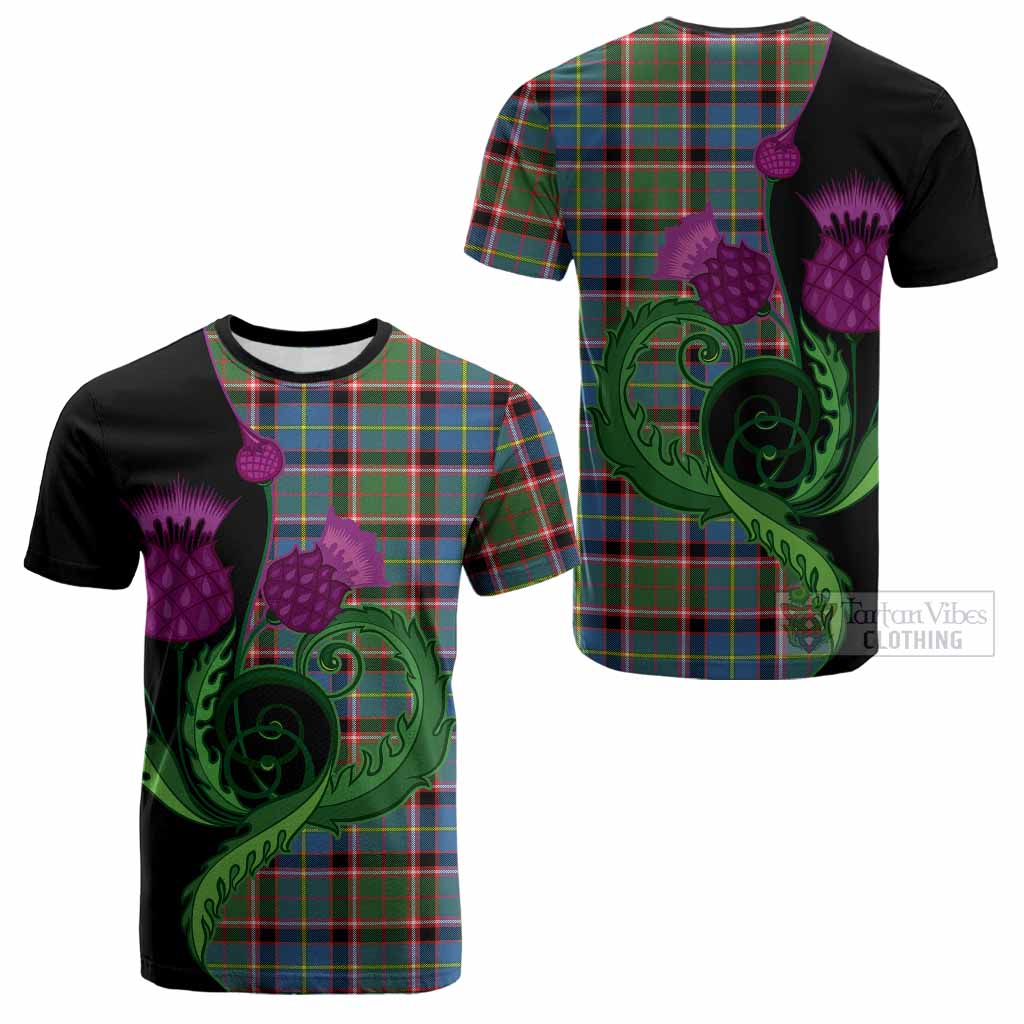 Glass Tartan Cotton T-shirt Traditional Scottish Thistle