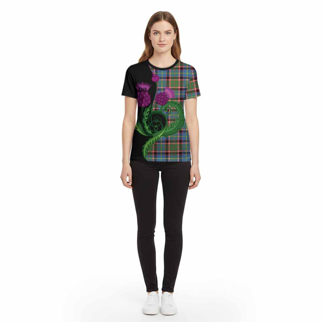Glass Tartan Cotton T-shirt Traditional Scottish Thistle