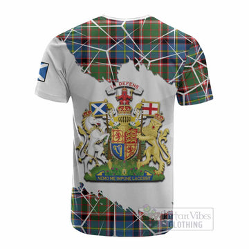 Glass Tartan Cotton T-shirt with Family Crest and Lion Rampant Grunge Style