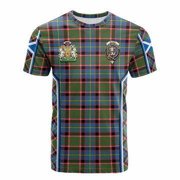 Glass Tartan Crest Cotton T-shirt Scotland Coat of Arm Flag Style
