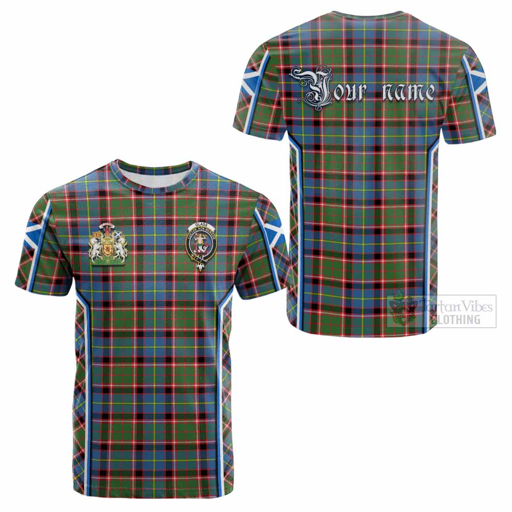 Glass Tartan Crest Cotton T-shirt Scotland Coat of Arm Flag Style - Tartan Vibes Clothing