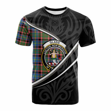 Glass Tartan Family Crest Cotton T-shirt Celtic Scottish Thistle Floral
