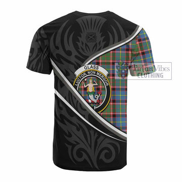 Glass Tartan Family Crest Cotton T-shirt Celtic Scottish Thistle Floral