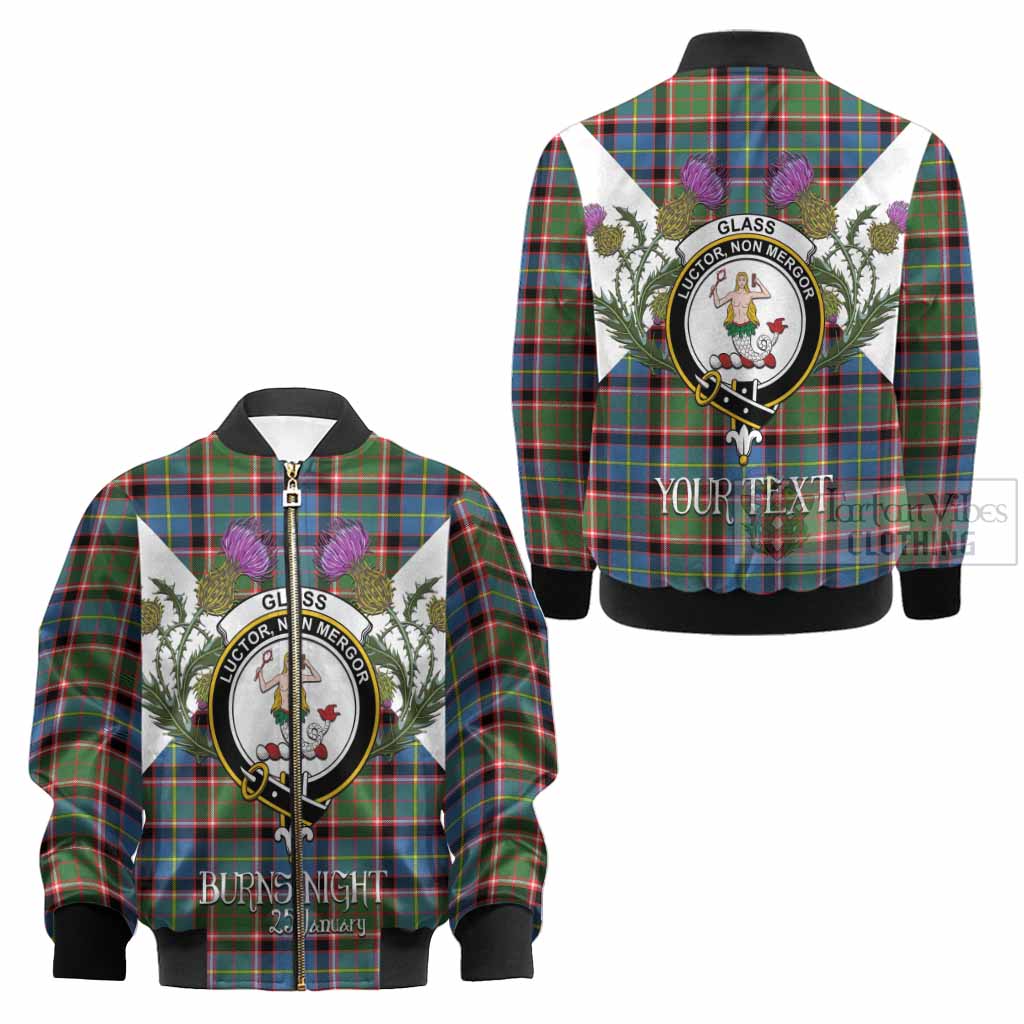 Glass Tartan Family Crest Kid Bomber Jacket Scottish Burns Night Thistle Floral