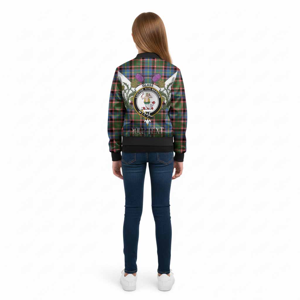 Glass Tartan Family Crest Kid Bomber Jacket Scottish Burns Night Thistle Floral