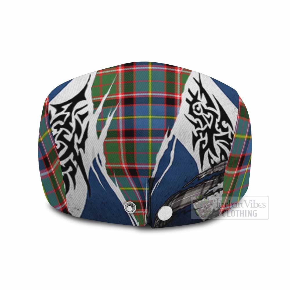 Glass Tartan Flat Cap, Jeff Cap Scotland Flag Ripped Tribal Design