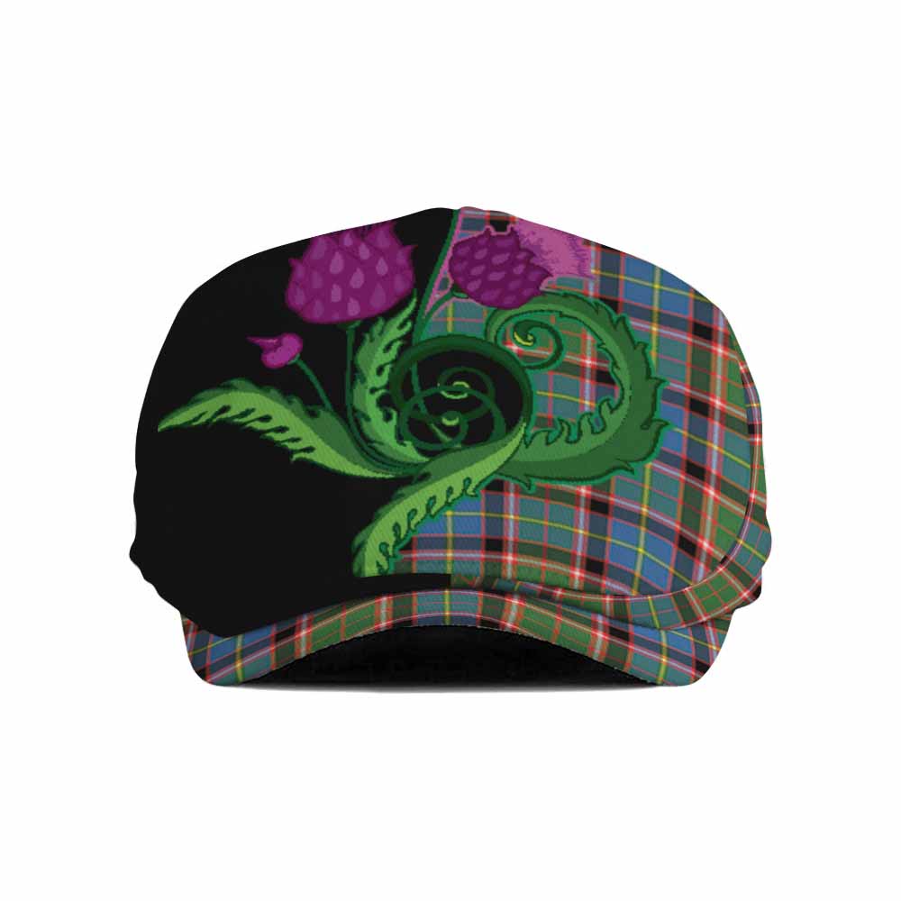 Glass Tartan Flat Cap, Jeff Cap Traditional Scottish Thistle