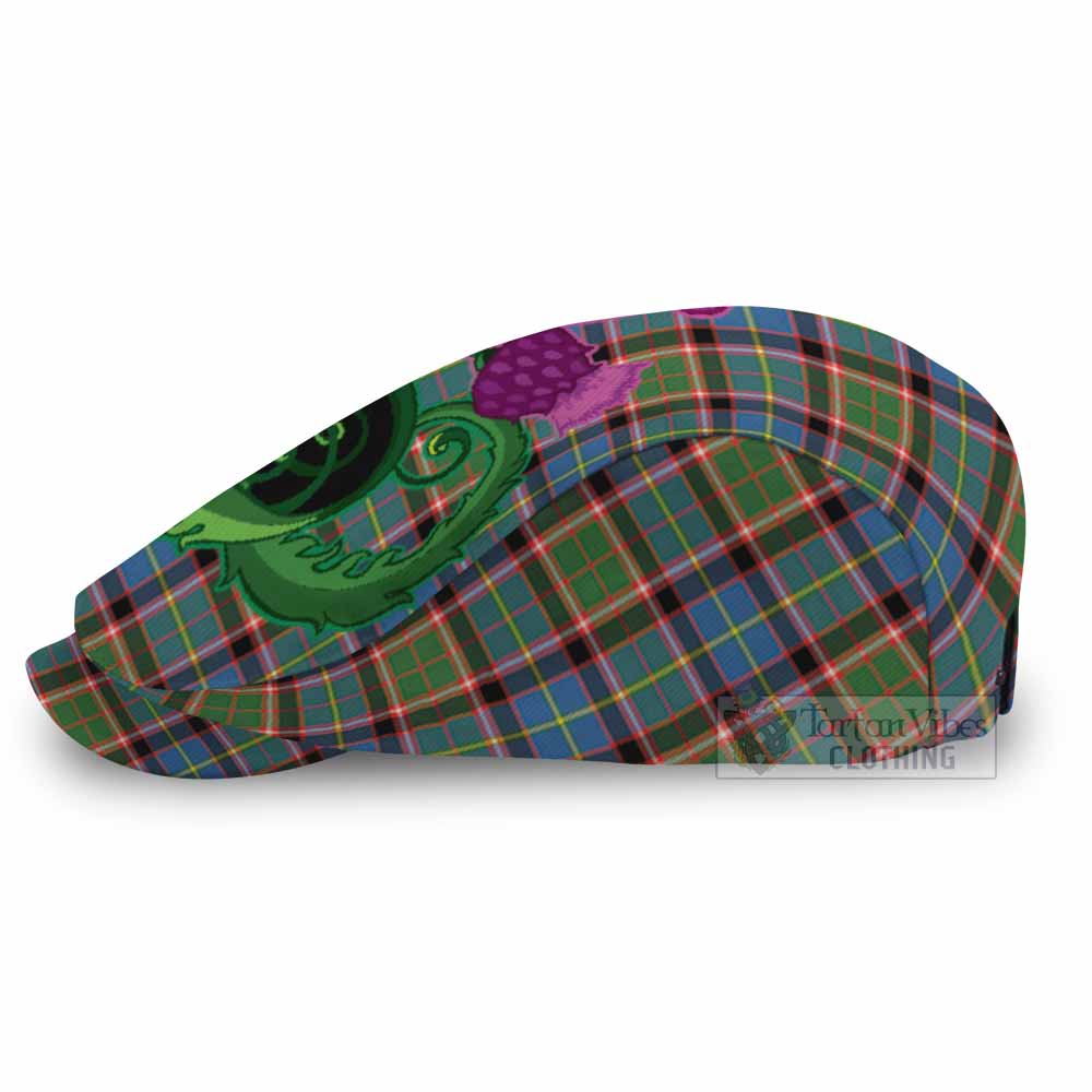 Glass Tartan Flat Cap, Jeff Cap Traditional Scottish Thistle