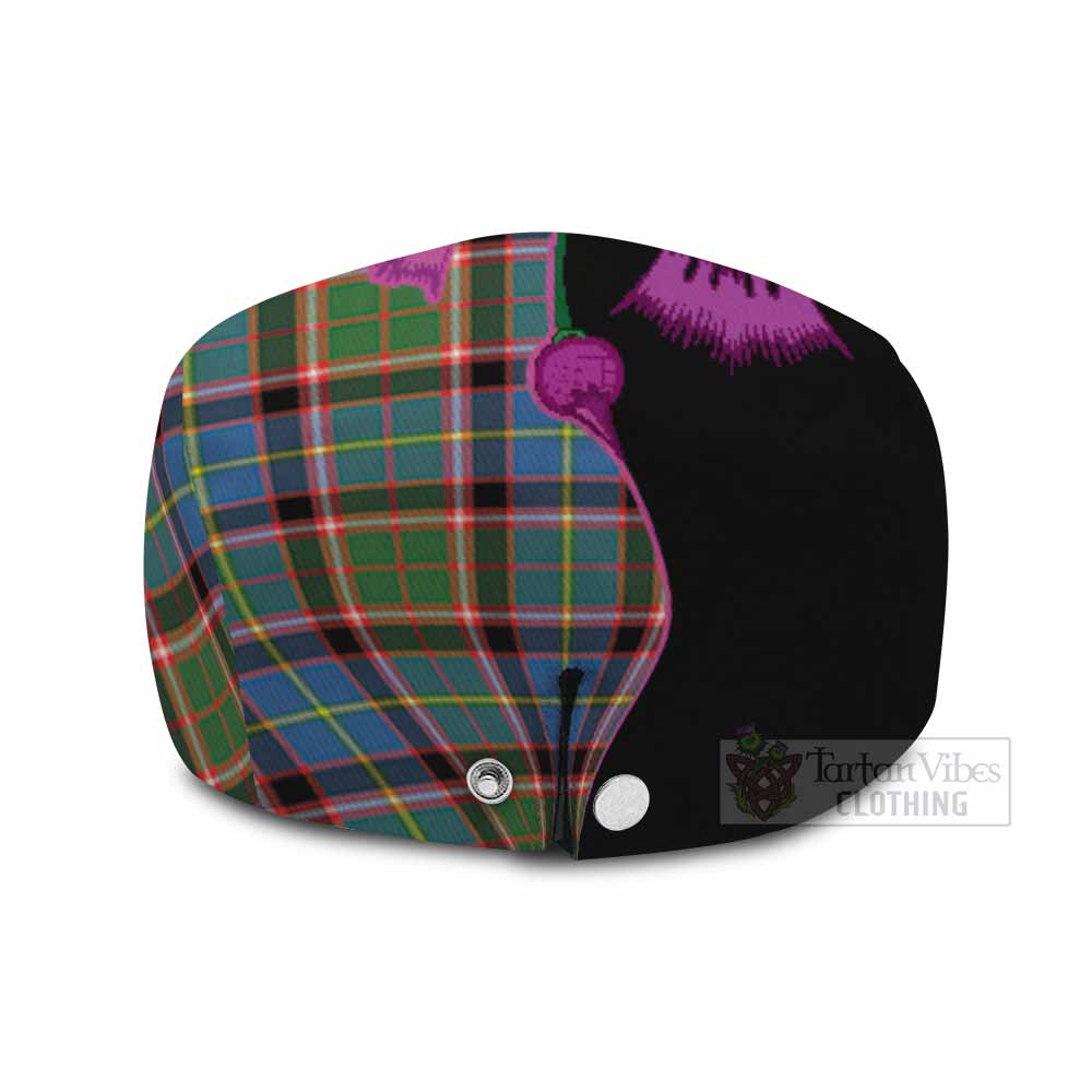 Glass Tartan Flat Cap, Jeff Cap Traditional Scottish Thistle