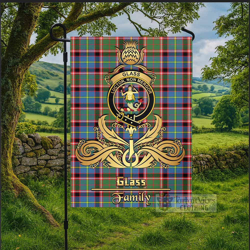 Glass Tartan Garden Flag with Highland Thistle Cherish Family Crest Style - Tartan Vibes Clothing