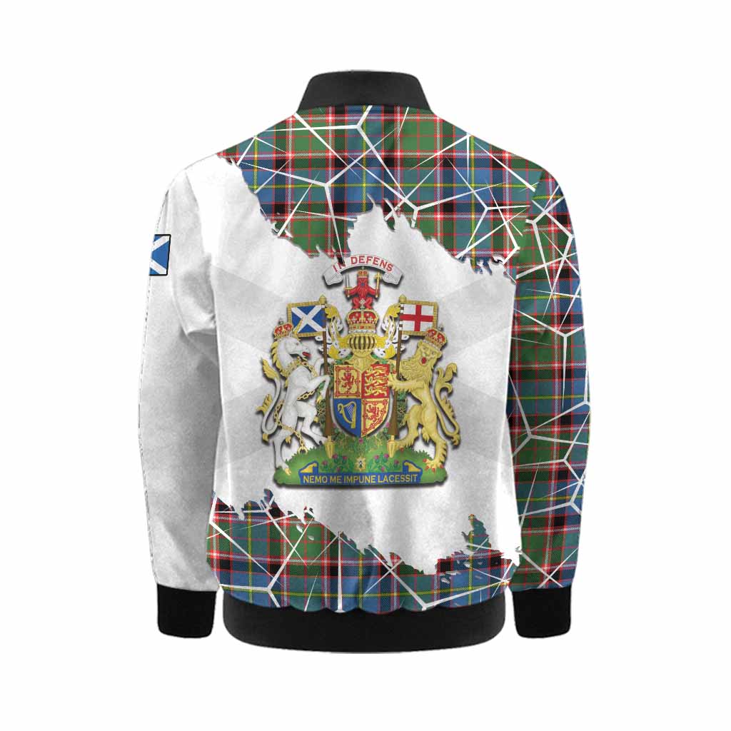Glass Tartan Kid Bomber Jacket with Family Crest and Lion Rampant Grunge Style